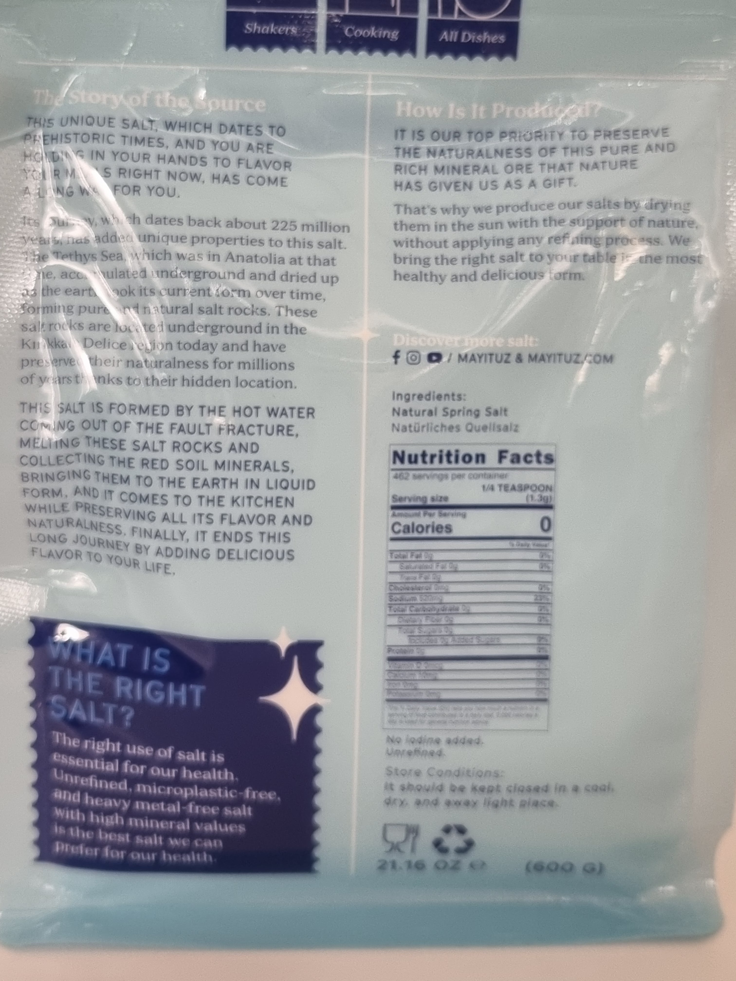 Mayi Doğal Kaynak Tuzu 600 g (Natürliches Jodiertes Tafelsalz)