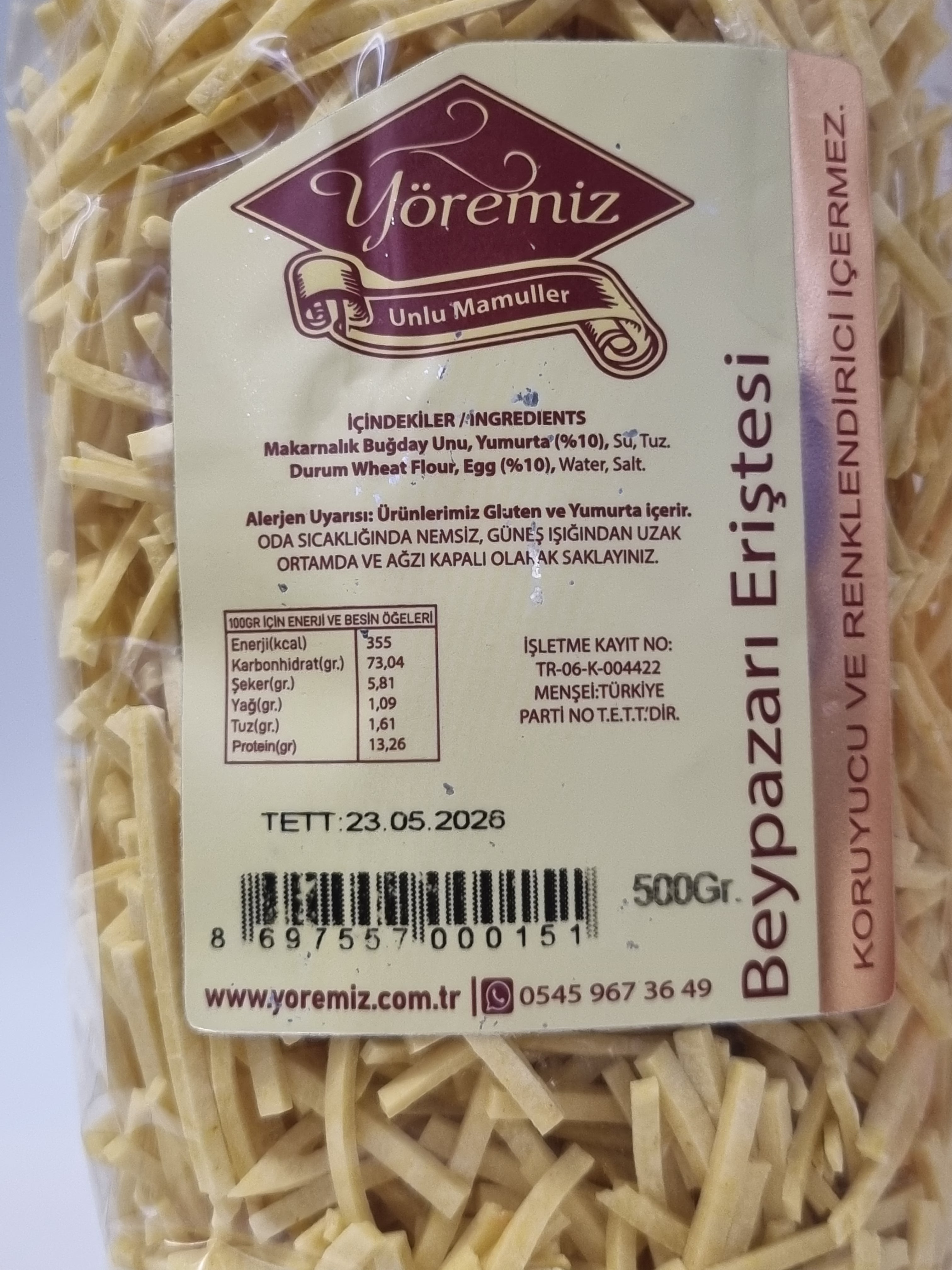 Yöremiz Beypazarı Eriştesi 500g (Hausgemachte Nudeln ohne Zusatzstoffe)