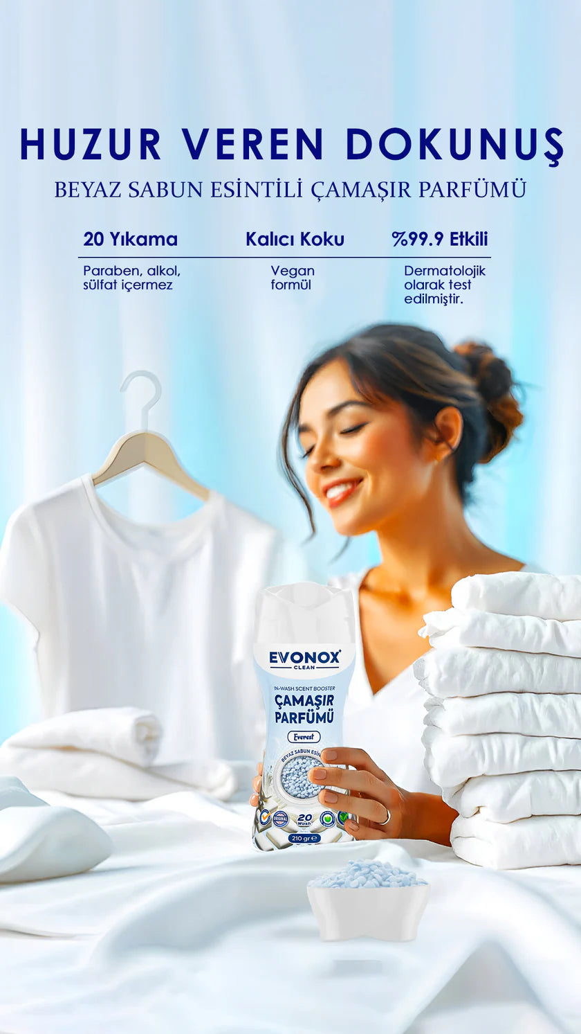 Evonox Clean Granül Çamaşır Parfümü – Beyaz Sabun Kokusu