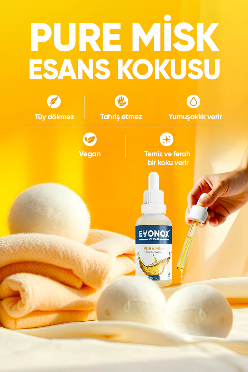 Evonox Clean Kurutma Topu Esansı – Pure Misk (Evonox Clean Drying Ball Essence – Reiner Moschus)