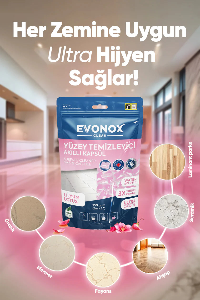 Evonox Clean Yüzey Temizleyici Akıllı Kapsül Lilyum&Lotus Kokulu