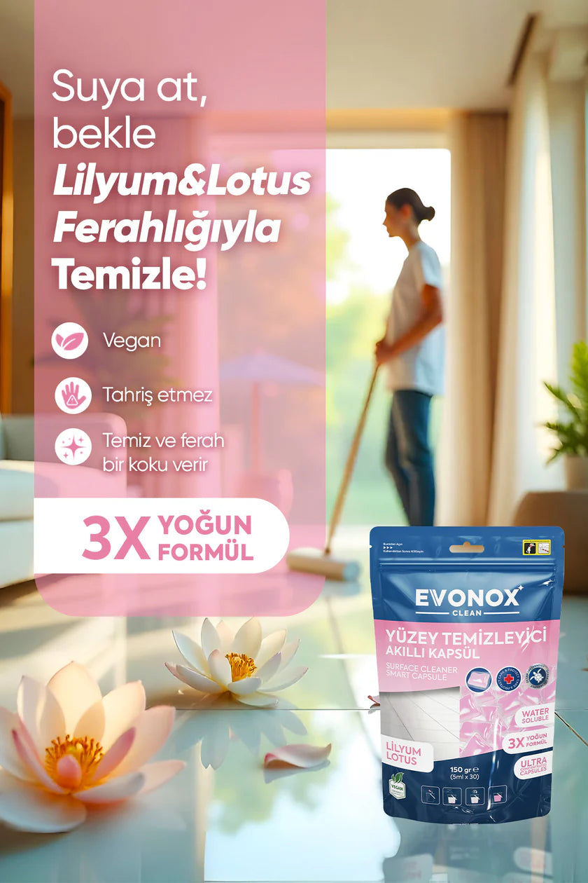 Evonox Clean Yüzey Temizleyici Akıllı Kapsül Lilyum&Lotus Kokulu