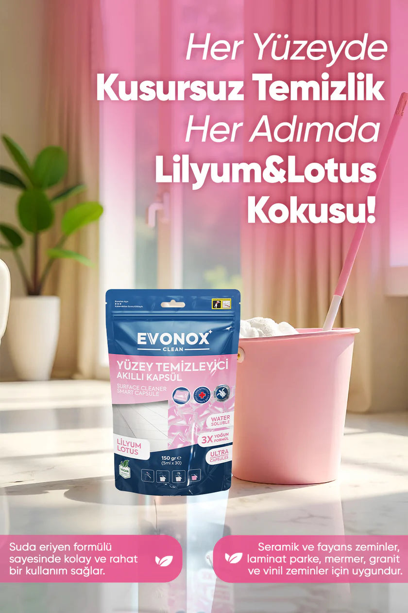 Evonox Clean Yüzey Temizleyici Akıllı Kapsül Lilyum&Lotus Kokulu