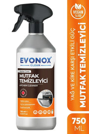 Evonox Clean Ultra Güçlü Mutfak Yüzey Temizleyici ve Yağ Sökücü Limon Kokulu Sprey 750 ml