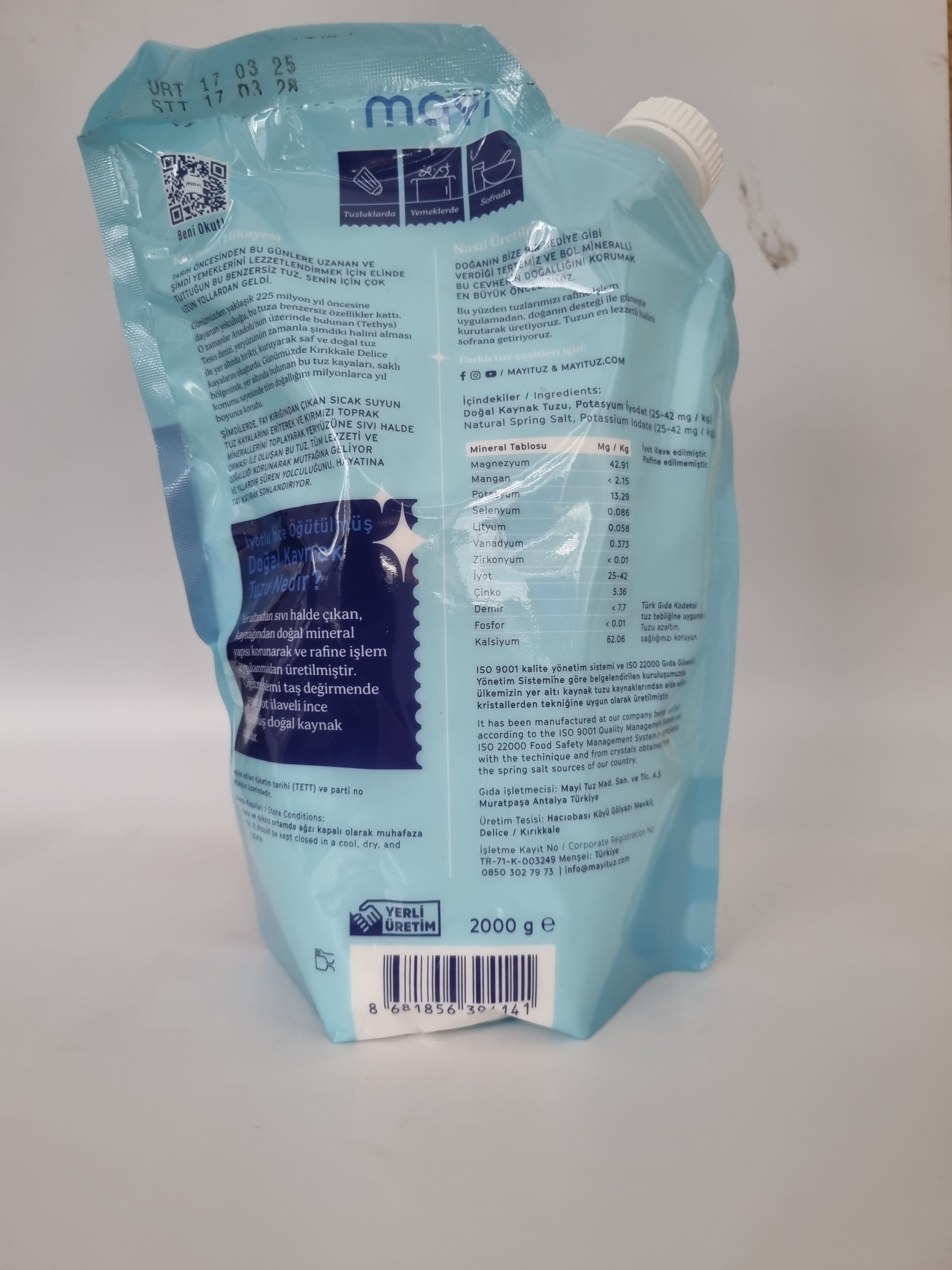 Mayi Doğal Kaynak Tuzu 2kg (Natürliches Jodiertes Tafelsalz)