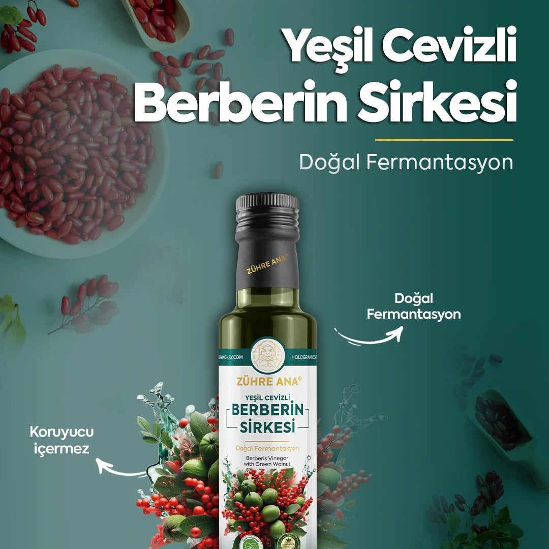 ZÜHRE ANA YEŞİL CEVİZLİ BERBERİN SİRKESİ (Berberine-Essig mit grünen Walnüssen)