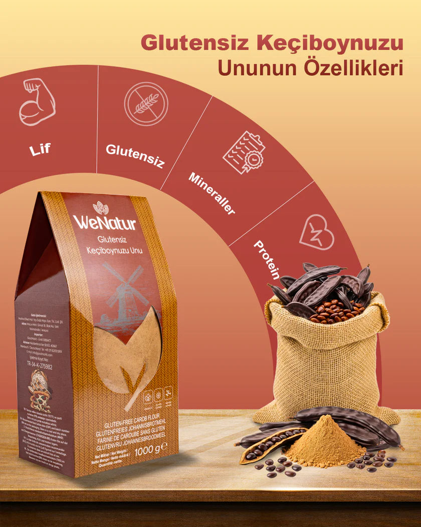 WeNatur Glutensiz Keçiboynuzu Unu (Glutenfreies Johannisbrotmehl) 1000 gr