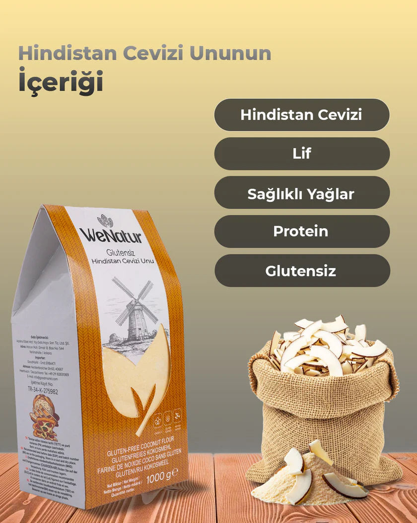 WeNatur Glutensiz Hindistan Cevizi Unu ( Glutenfreies Kokosmehl) 1000 g
