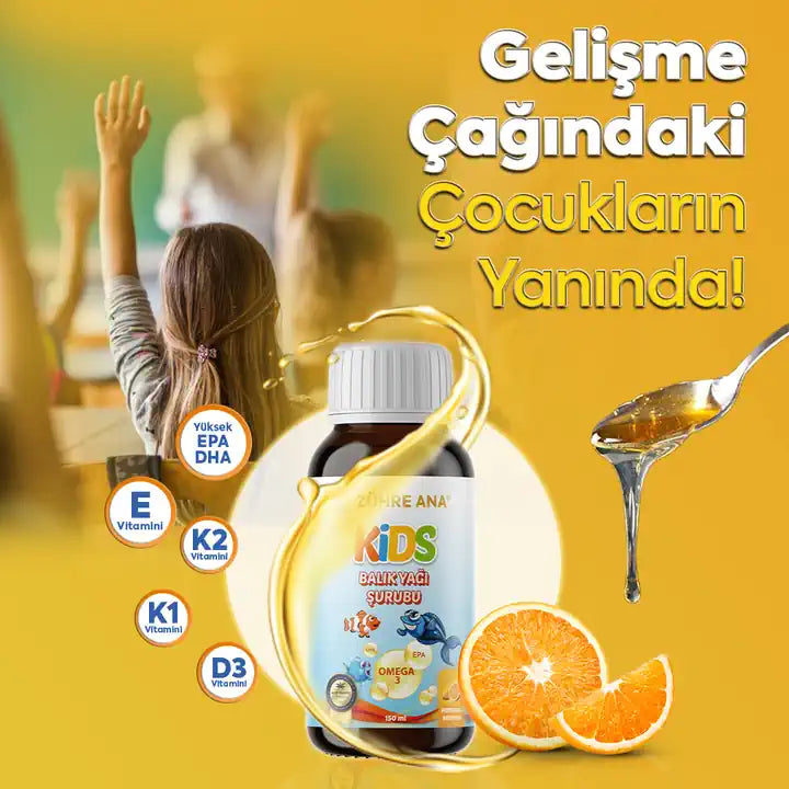 ZÜHRE ANA KIDS OMEGA-3 – PORTAKALLI BALIK YAĞI ŞURUBU (Kids Omega-3-Orangen-Fischölsirup)