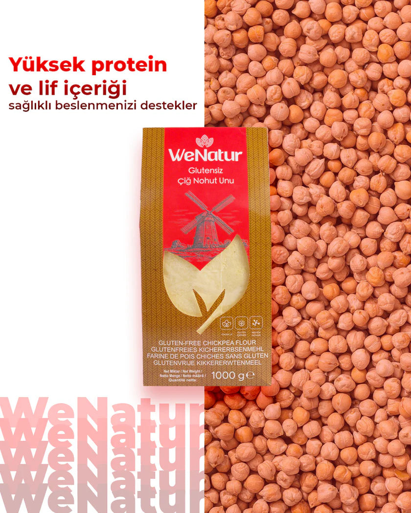WeNatur Glutensiz Çiğ Nohut Unu (Glutenfreies Roh-Kichererbsenmehl) 1000 g