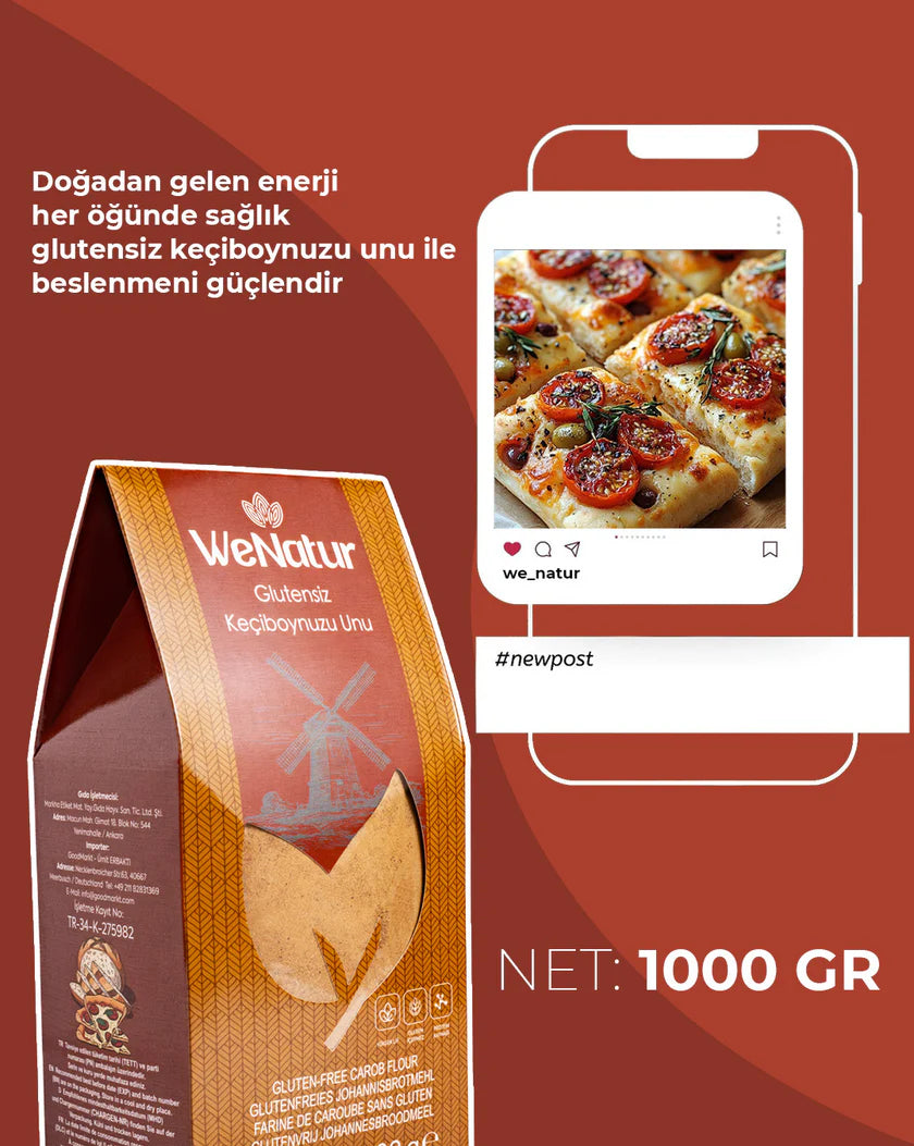 WeNatur Glutensiz Keçiboynuzu Unu (Glutenfreies Johannisbrotmehl) 1000 gr
