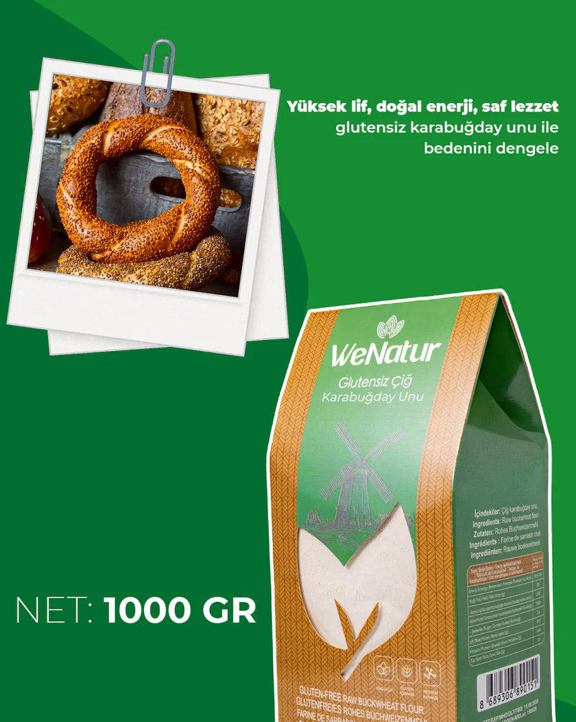 WeNatur Glutensiz Çiğ Karabuğday Unu (Glutenfreies Roh-Buchweizenmehl) 1000 g