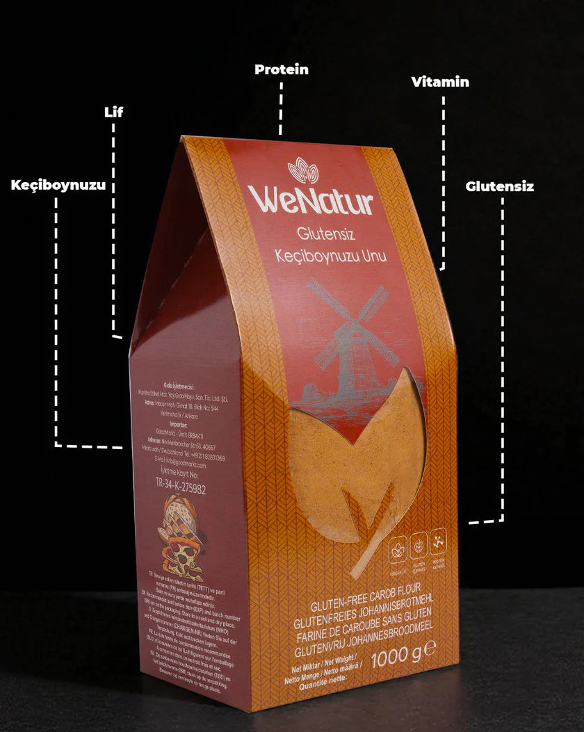 WeNatur Glutensiz Keçiboynuzu Unu (Glutenfreies Johannisbrotmehl) 1000 gr cerezland