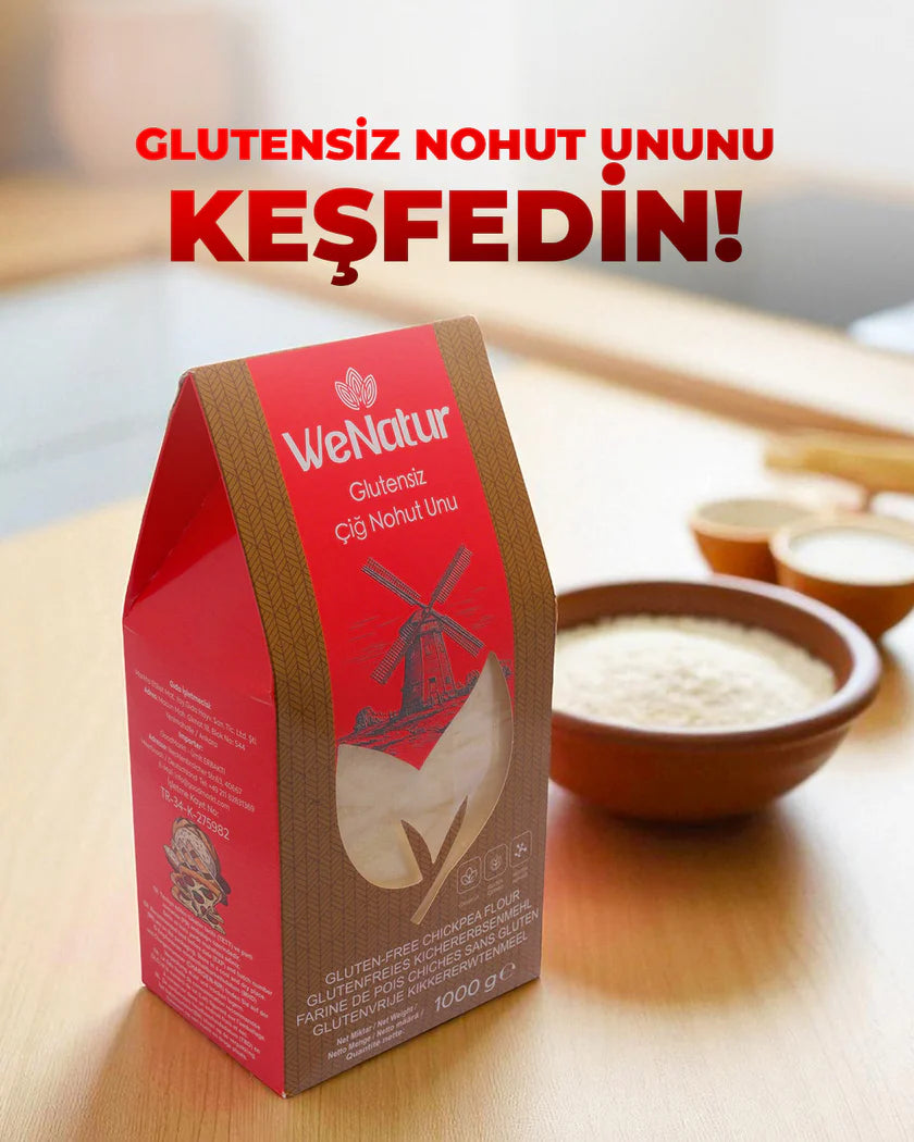 WeNatur Glutensiz Çiğ Nohut Unu (Glutenfreies Roh-Kichererbsenmehl) 1000 g cerezland