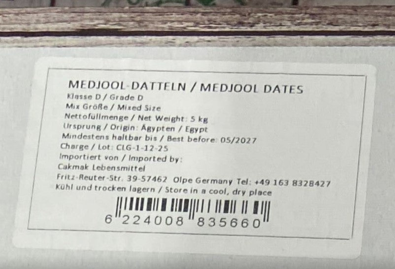 Medjool Datteln - D Mix (Mısır Hurmasi) 5kg cerezland
