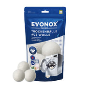 Evonox Clean – 3’lü Yün Kurutma Topu Seti (Evonox Clean – 3er-Set Trocknerbälle aus Wolle)