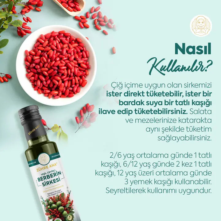 ZÜHRE ANA YEŞİL CEVİZLİ BERBERİN SİRKESİ (Berberine-Essig mit grünen Walnüssen) cerezland