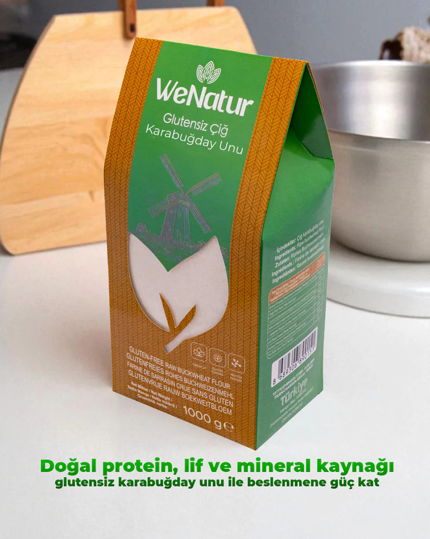WeNatur Glutensiz Çiğ Karabuğday Unu (Glutenfreies Roh-Buchweizenmehl) 1000 g cerezland