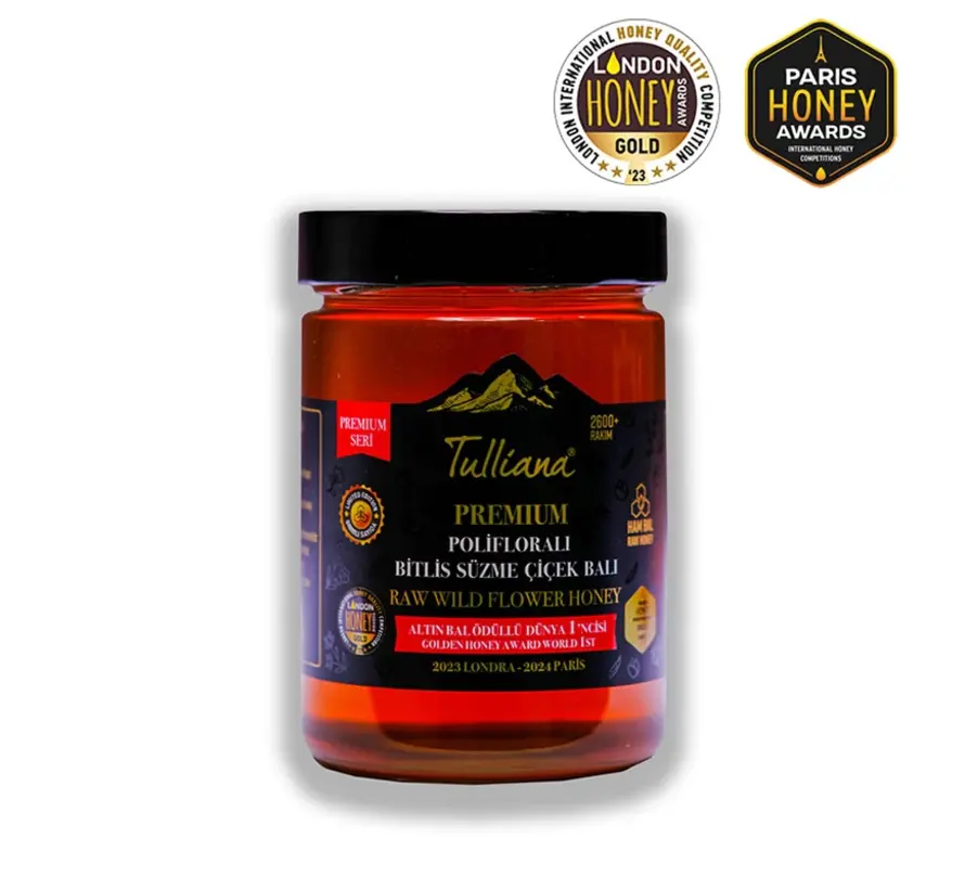 Tulliana Premium Polifloral (Çok Çiçekli) Organik Süzme Bitlis Balı 850g (Altın Bal Ödüllü)