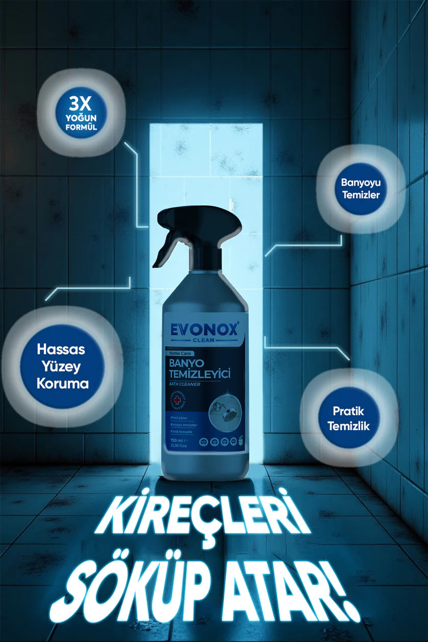 Evonox Clean Ultra Güçlü Banyo Temizleyici ve Kireç Çözücü Sprey (Ultra Starker Badreiniger & Kalklöser Spray) cerezland