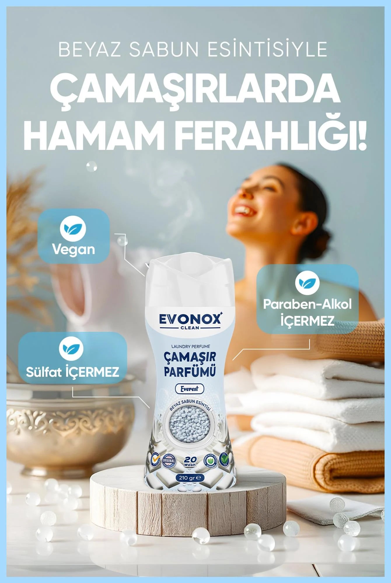 Evonox Clean Granül Çamaşır Parfümü – Beyaz Sabun Kokusu (Evonox Clean Granulat-Wäscheparfüm – Duft für weiße Seife)