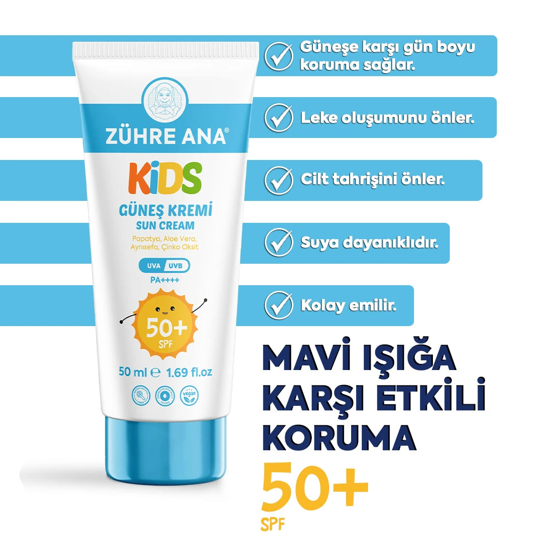 ZÜHRE ANA KİDS GÜNEŞ KREMİ SPF 50+ UVA/UVB (Kids Sonnencreme LSF 50+ UVA/UVB)