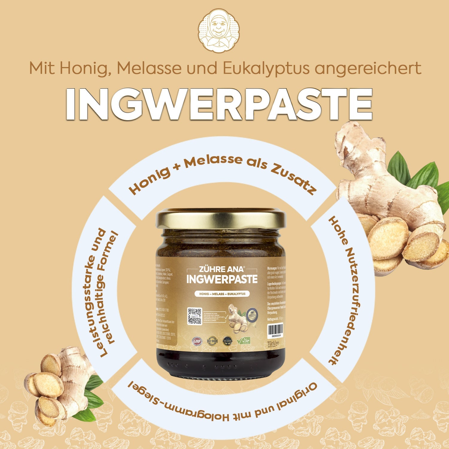 ingwerpaste mit 30 prozent ingwer und honig