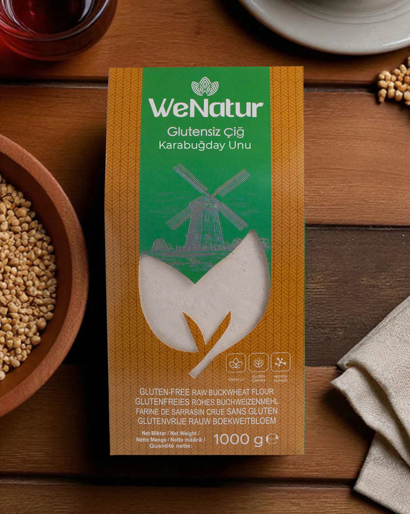 WeNatur Glutensiz Çiğ Karabuğday Unu (Glutenfreies Roh-Buchweizenmehl) 1000 g cerezland