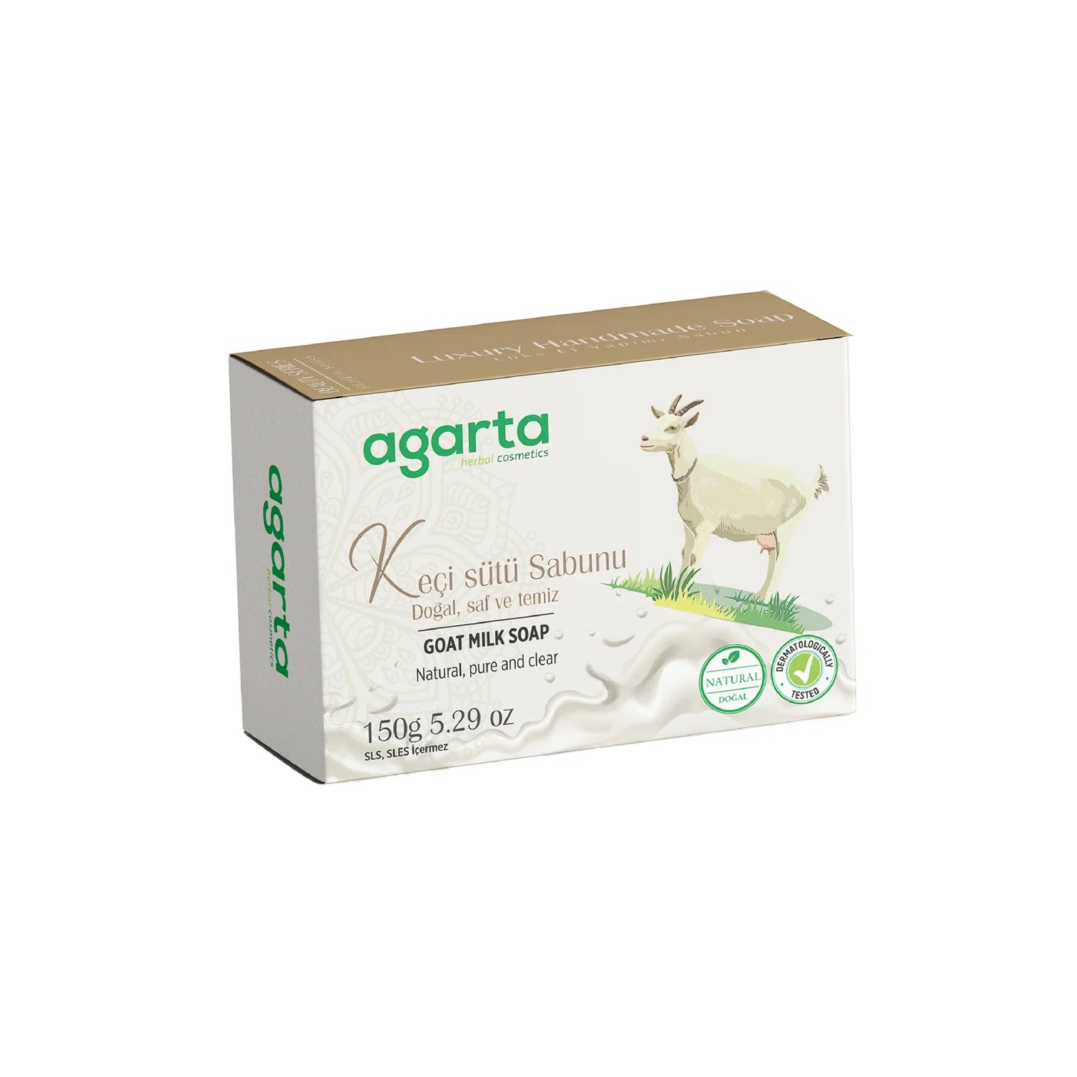 Agarta Doğal El Yapımı Keçi Sütü Sabun (Agarta Natürliches Handgemachtes Ziegenmilch-Seifenstück) 150 g