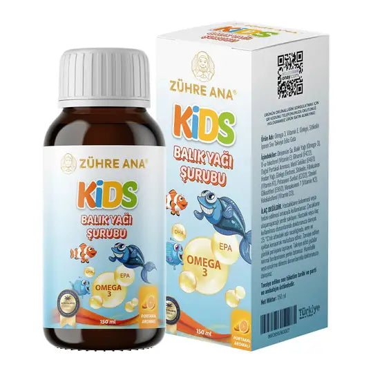 ZÜHRE ANA KIDS OMEGA-3 – PORTAKALLI BALIK YAĞI ŞURUBU (Kids Omega-3-Orangen-Fischölsirup) cerezland