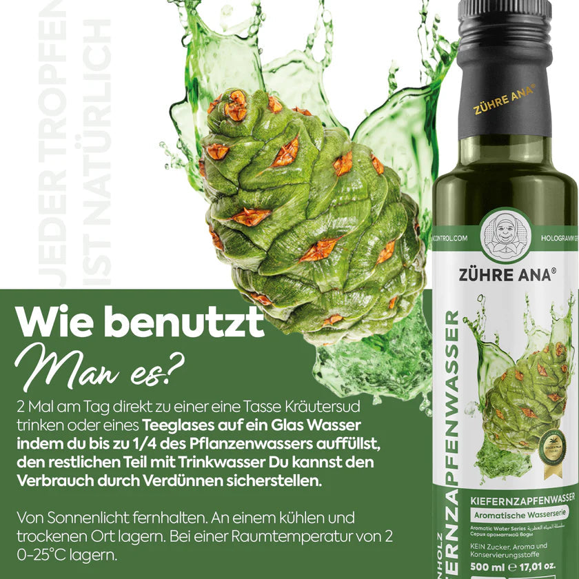 ZÜHRE ANA EKSTRAKTLI ÇAM ÇIRASI KOZALAK SUYU (Kiefernzapfen Wasser mit Extrakt) cerezland