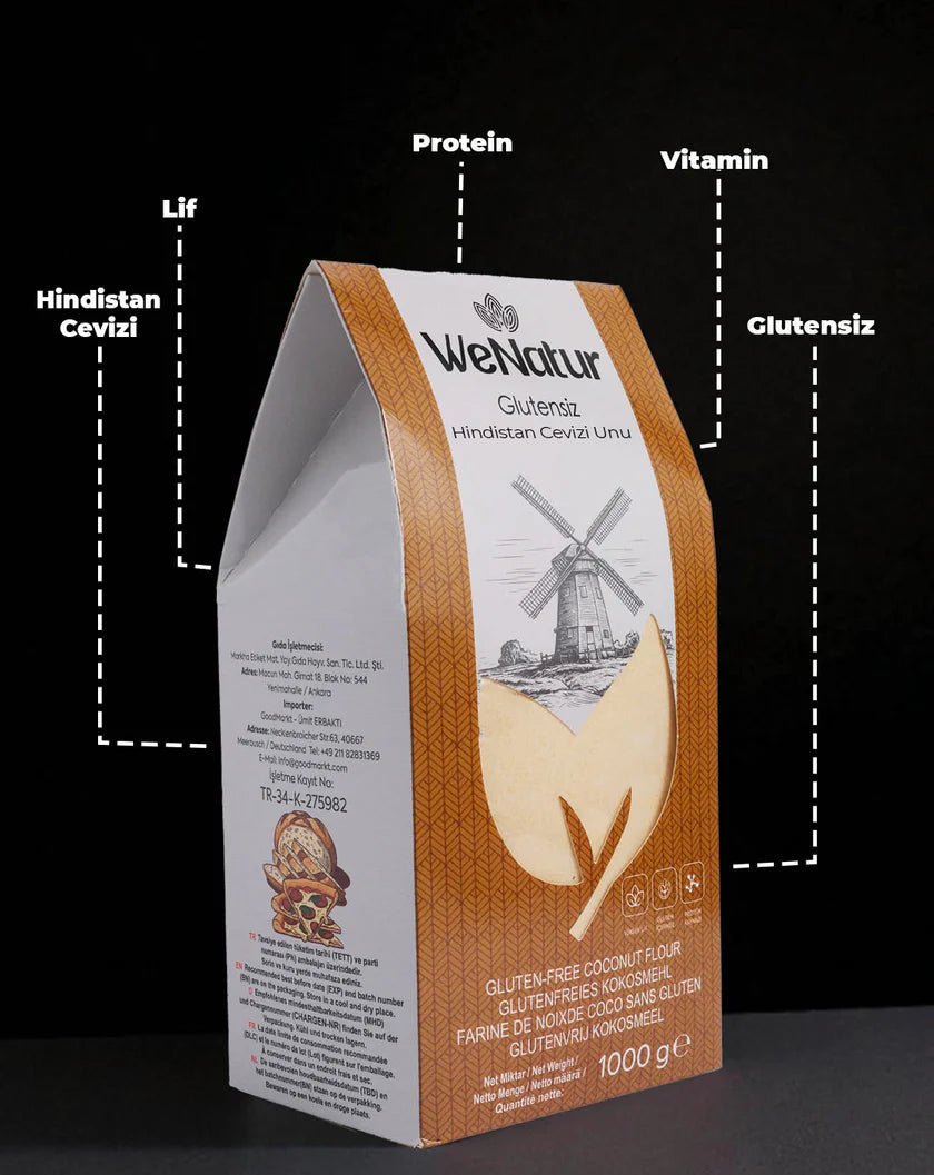 WeNatur Glutensiz Hindistan Cevizi Unu ( Glutenfreies Kokosmehl) 1000 g cerezland
