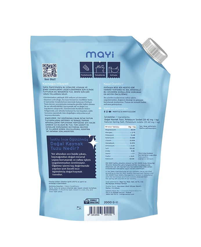 Mayi Doğal Kaynak Tuzu 2kg (Natürliches Jodiertes Tafelsalz)
