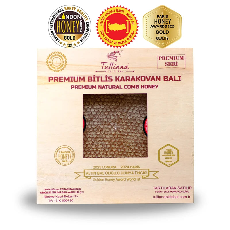 Tulliana Premium Polifloral Organik Bitlis Karakovan Balı ((Altın Bal Ödüllü) 1200-1300g