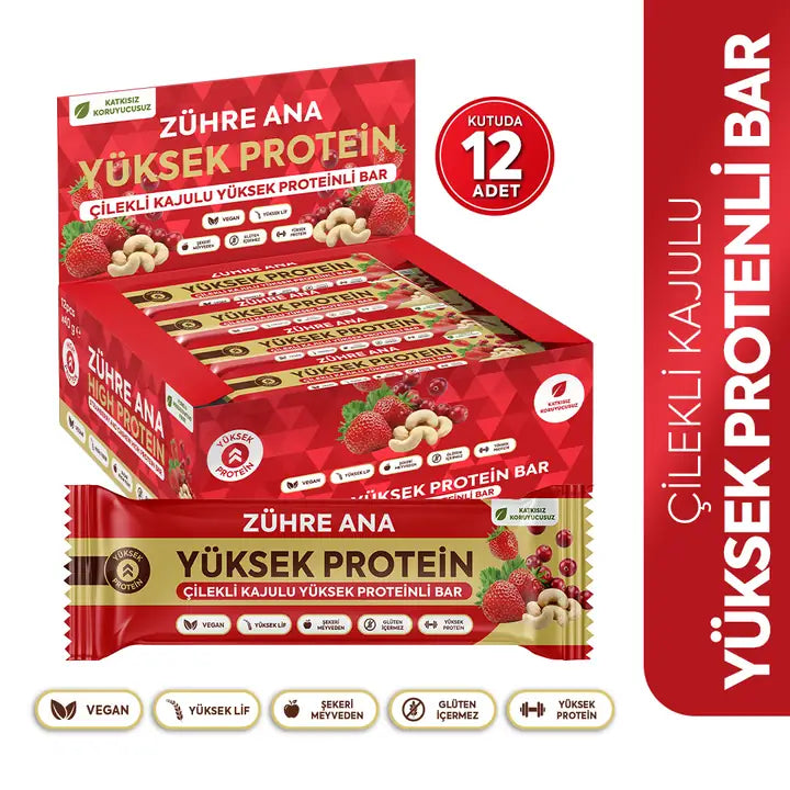 zühre ana çilekli kajulu yüksek proteinli bar