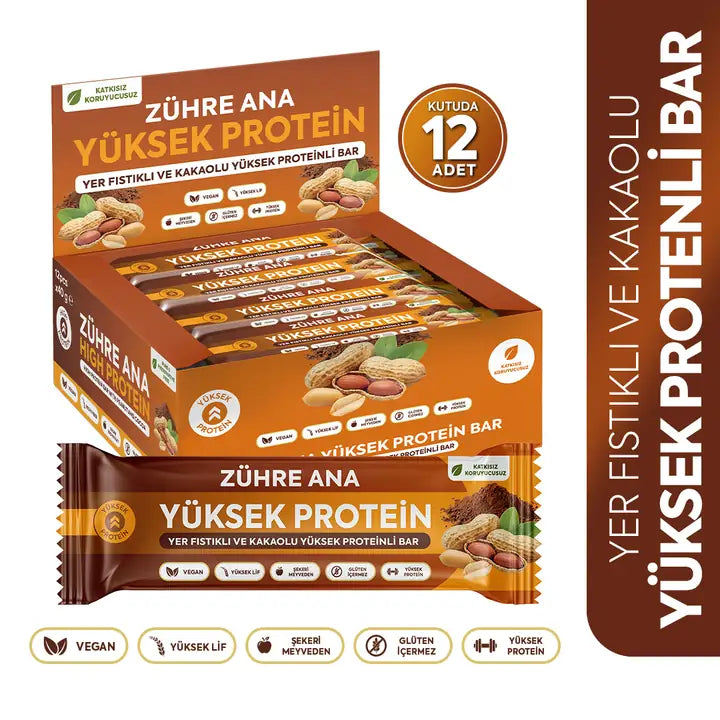 zühre ana yer fıstıklı ve kakaolu yüksek proteinli bar